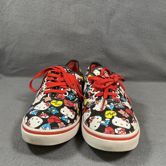 Vans Hello Kitty Shoes Womens Size 7 Mens 5.5 Black Red Lace‎ Up Canvas Sneakers - Picture 2 of 9